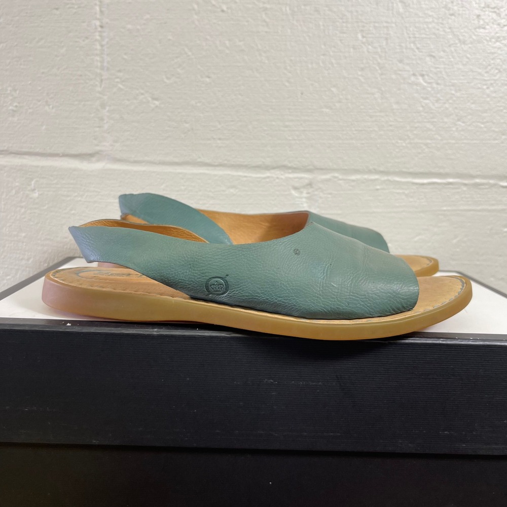 Born Inlet Sandals Teal Blue Green Slingback Flats Comfort Shoes Women's 8 M